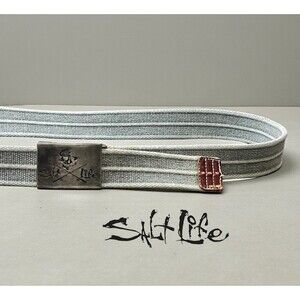 Salt Life Men’s Canvas Belt With Metal Logo Buckle Distressed Beach Style Sz XL